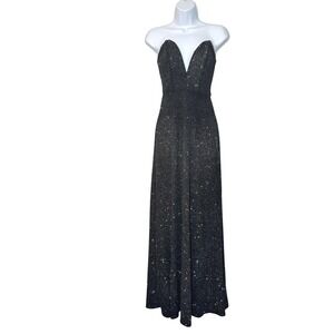 Forever 21 Formal Black Strapless Sparkle Sweetheart Maxi Dress‎ Size Small Hoco